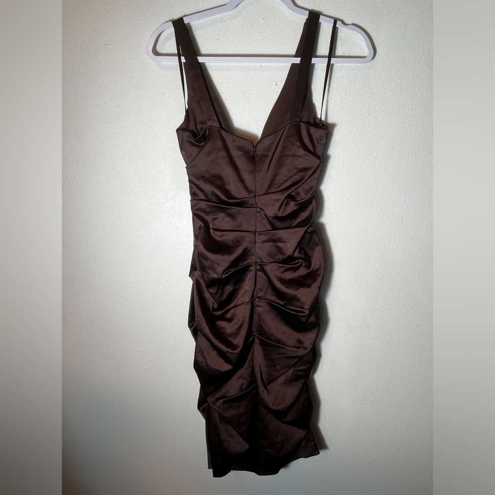 Cache Brown Ruched Midi Dress - Picture 6 of 6